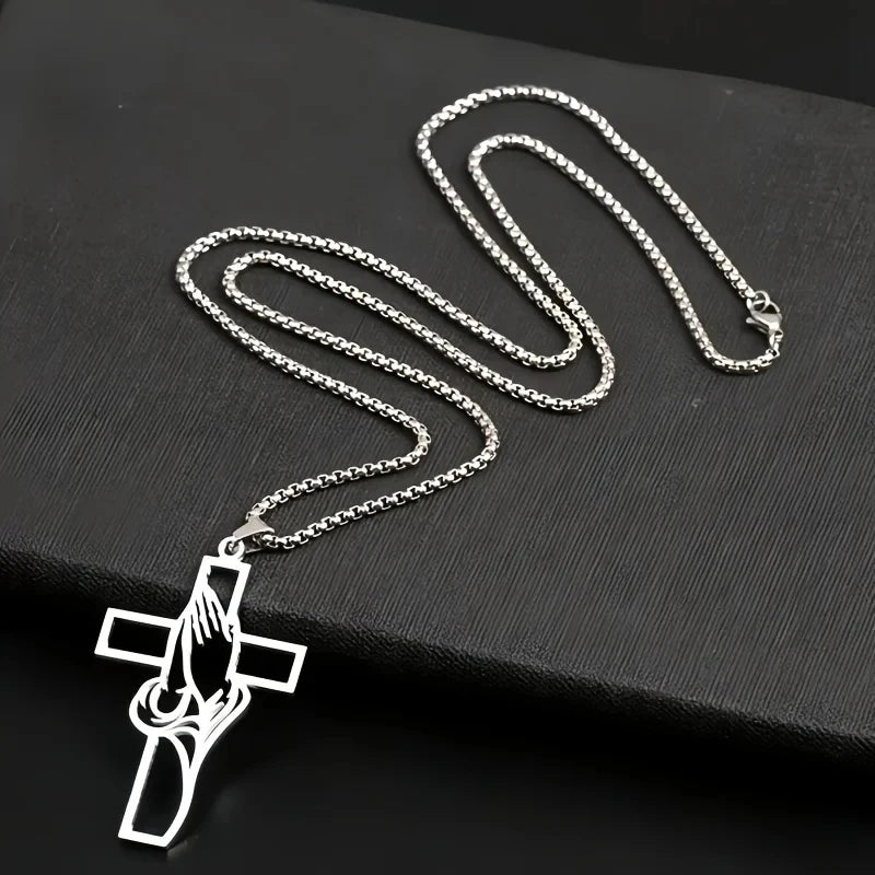 DREAMWEAVER - PRAYING HANDS CROSS CAR CHARM
