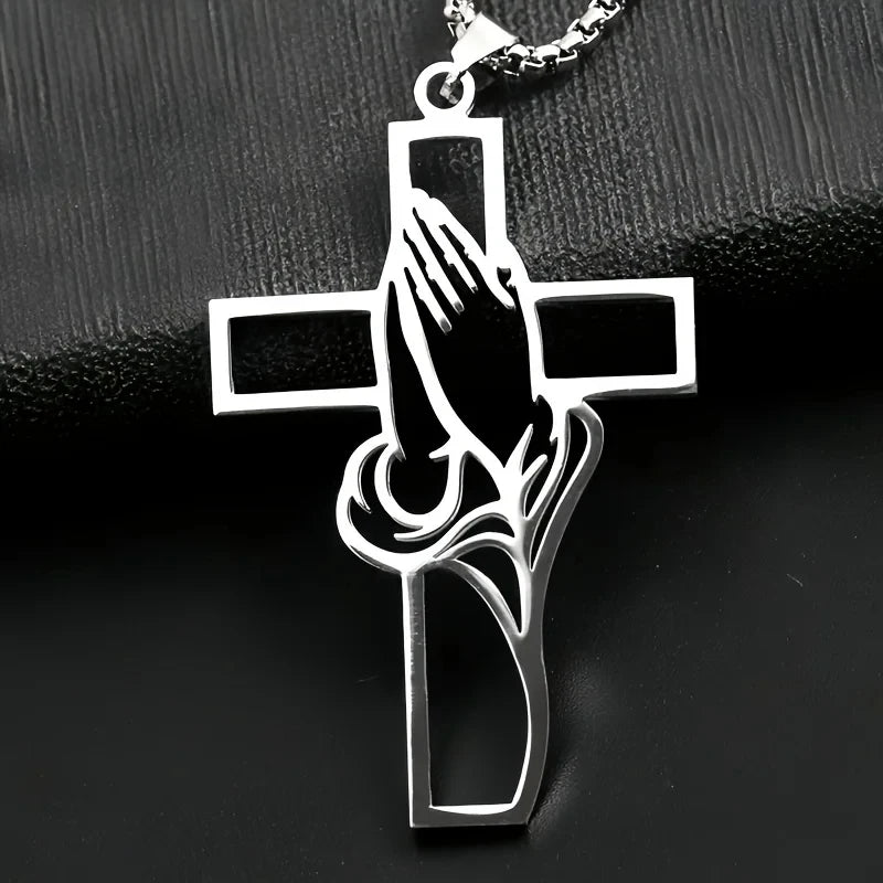 DREAMWEAVER - PRAYING HANDS CROSS CAR CHARM